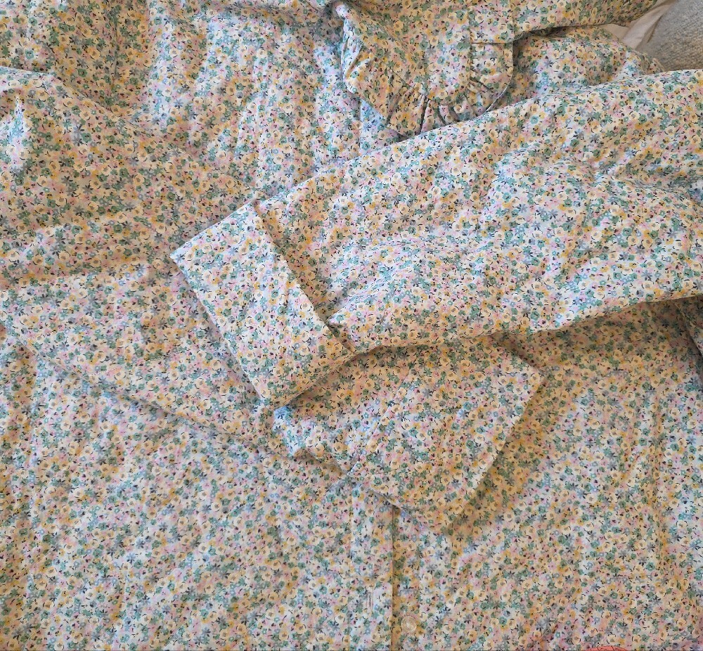 H&M Pastel Floral Ruffle-Collar Puffer Jacket - Picture 3 of 13